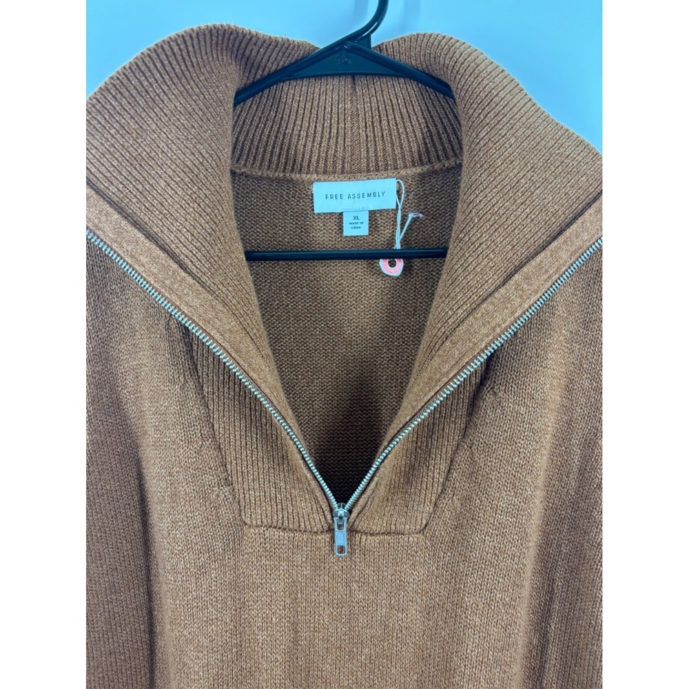 Free Assembly Womens Quarter Zip Knit Sweater Dress Rust Brown XL Cotton Wool - Picture 4 of 5